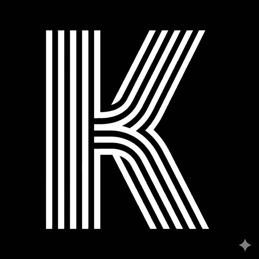 Logo portala Iza Kulisa, stilizovano slovo K sa belim prugama na crnoj pozadini. Simbol za necenzurisane vesti, rijaliti tračeve i ekskluzivne analize balkanskog šoubiznisa.